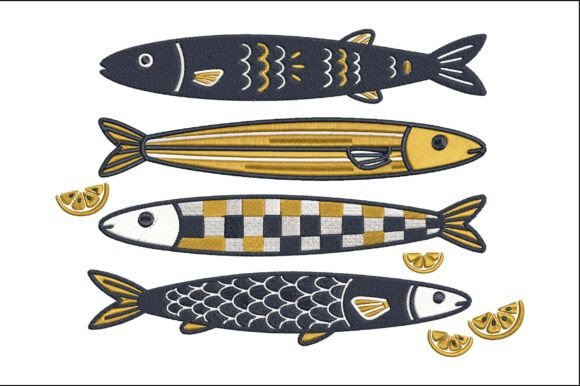 Fish Set Embroidery Design Art Review