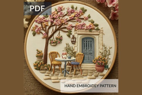 French Courtyard Embroidery Pattern PDF Review