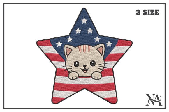 Patriotic USA Flag Star Cat Embroidery Review