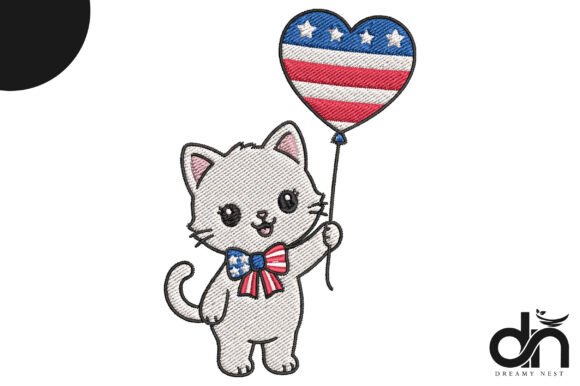 USA Flag Kitten Heart Balloon Embroidery Review